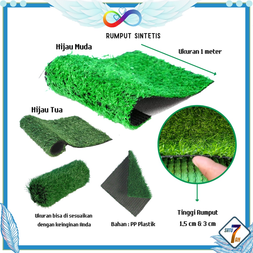 Rumput Sintetis Swiss Ukuran 1m x 1m  Tinggi Rumput 1,5cm Rumput Palsu Rumput Hias Taman Indoor Outdoor Dekorasi Rumah Satu7an PBP133