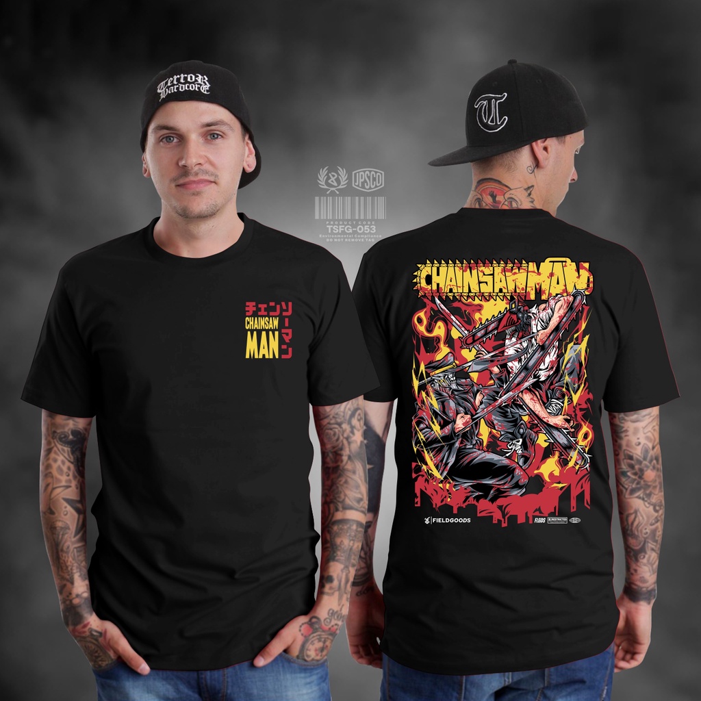 KAOS ANIME CHAINSAW MAN VS KATANA MAN ONE PIECE