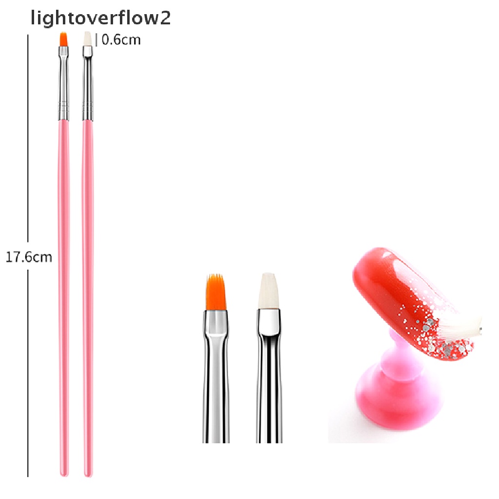 (lightoverflow2) 15pcs / Set Brush Nail Art UV Gel Akrilik Gagang Kristal Dotg