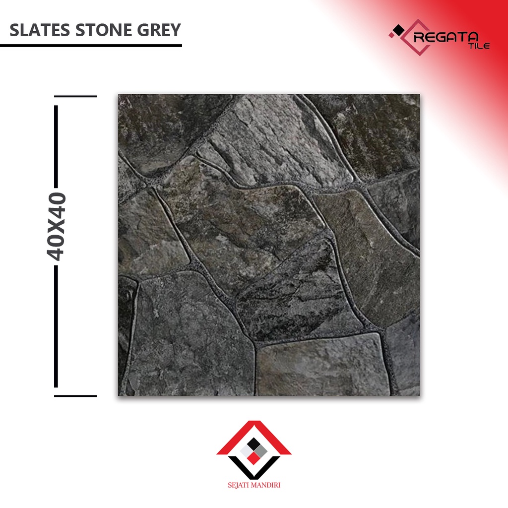 Keramik 40x40 - Motif Batu alam - Regata Slatestone grey
