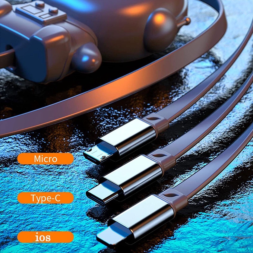 3 In 1 Kabel Data / Charger Usb Tipe-c Multifungsi Fast Charging Untuk Android / Iphone