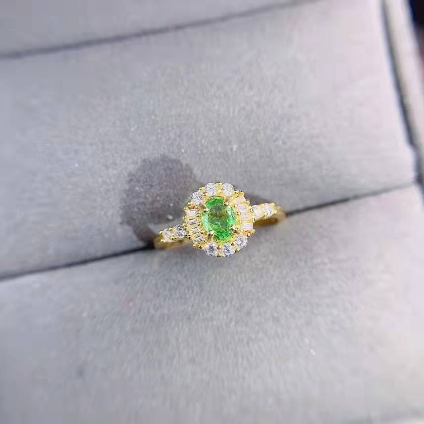 Goldkingdom Perhiasan Fashion Emas Asli Kadar 375 Bangkok Aksesoris Ready Stock Gilt Olive Green Ring Micro Diamond Ring Untuk Pertunangan Dan Nikah Dengan Wanita