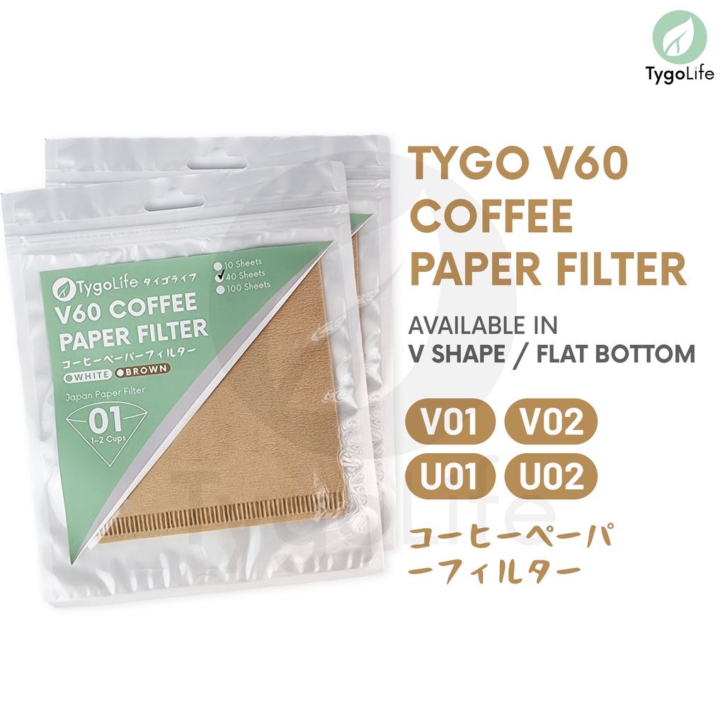 COFFEE PAPER FILTER V60 BROWN UNBLEACHED V01 V02 FLAT BOTTOM KERTAS FILTER KOPI 10/40/100PCS