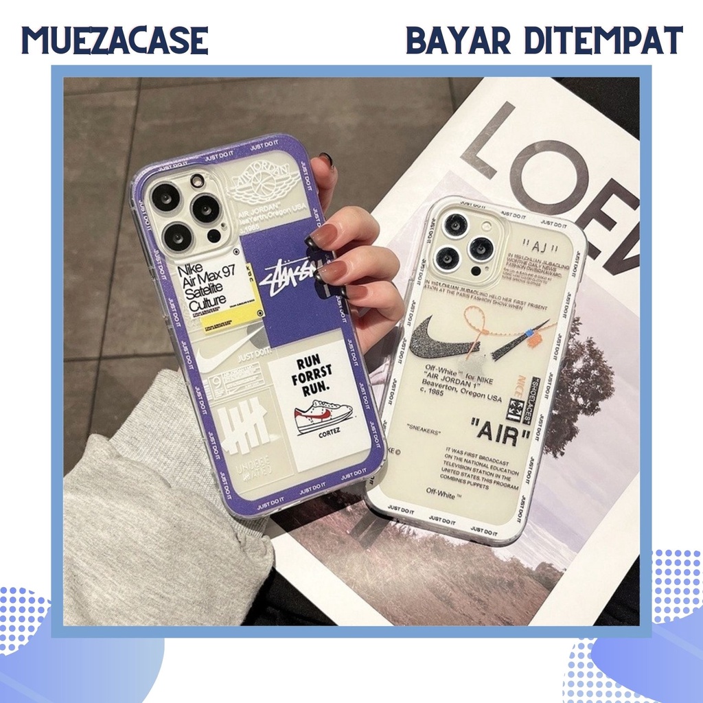 MUEZACASE Casing Soft Case Xiaomi Redmi Note 8 9 9S Pro 9A Nike Transparan Label TPU