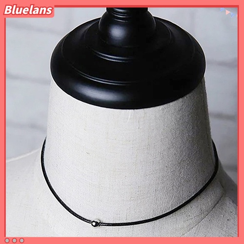 Kalung Rantai Klavikula Bahan Kulit Tiruan Warna Hitam Aksen Manik-Manik Gaya Punk Kasual Untuk Wanita