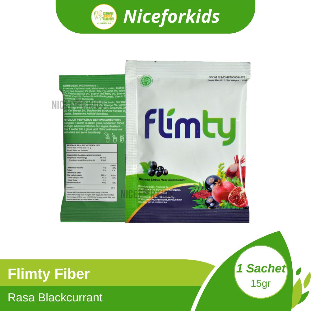 Flimty Fiber Detox 1 SACHET ECER Suplemen Pelangsing Badan Obat Diet Sehat Alami Fat Burner Eceran / Flimeal Sereal Sachet