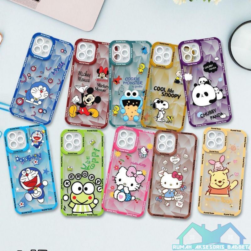 Softcase CLEAR CASE MOTIF OPPO A74 4G A95 A36 A76 A96 A15 A15S Tebal pro camera karakter animasi pelindung kamera
