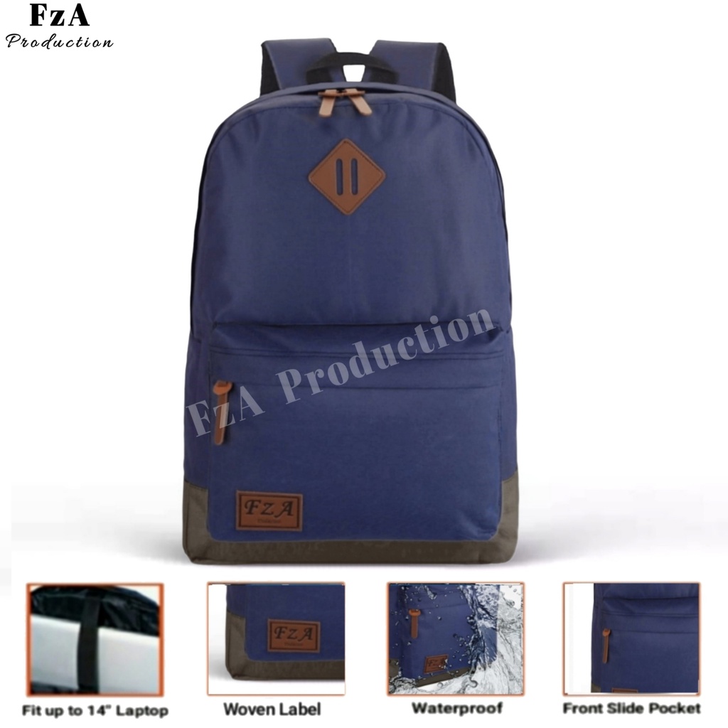 FzA Official - Big Promo..Tas Ransel Distro sekolah kuliah Kerja Tas Pria Wanita Bacpack Tas Ransel Laptop Original - Navy Brown