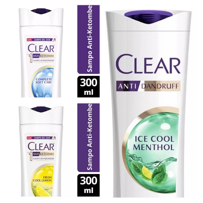 CLEAR SHAMPOO ICE COOL MENTHOL 320ML / 300ML / SOFT CARE / LEMON FRESH