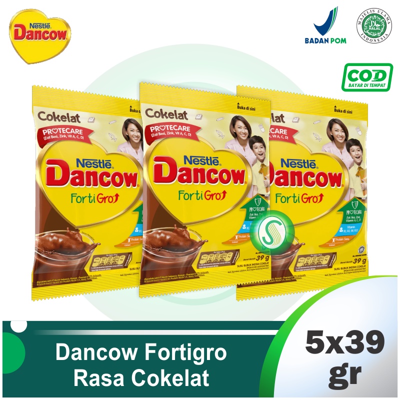 

Dancow Fortigro Susu Bubuk Bernutrisi Rasa Cokelat 39gr - Kemasan Sachet