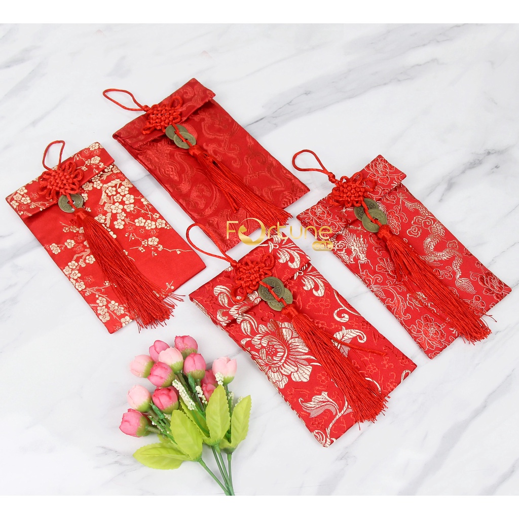 

Angpao Imlek 2025 Kain Chinese New Year Sangjit Wedding Engagement Hong bao Red Envelope Vertikal Koin