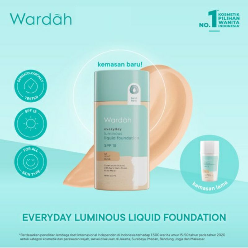 WARDAH Luminous Liquid Foundation SPF 15 ~ ORIGINAL 100%