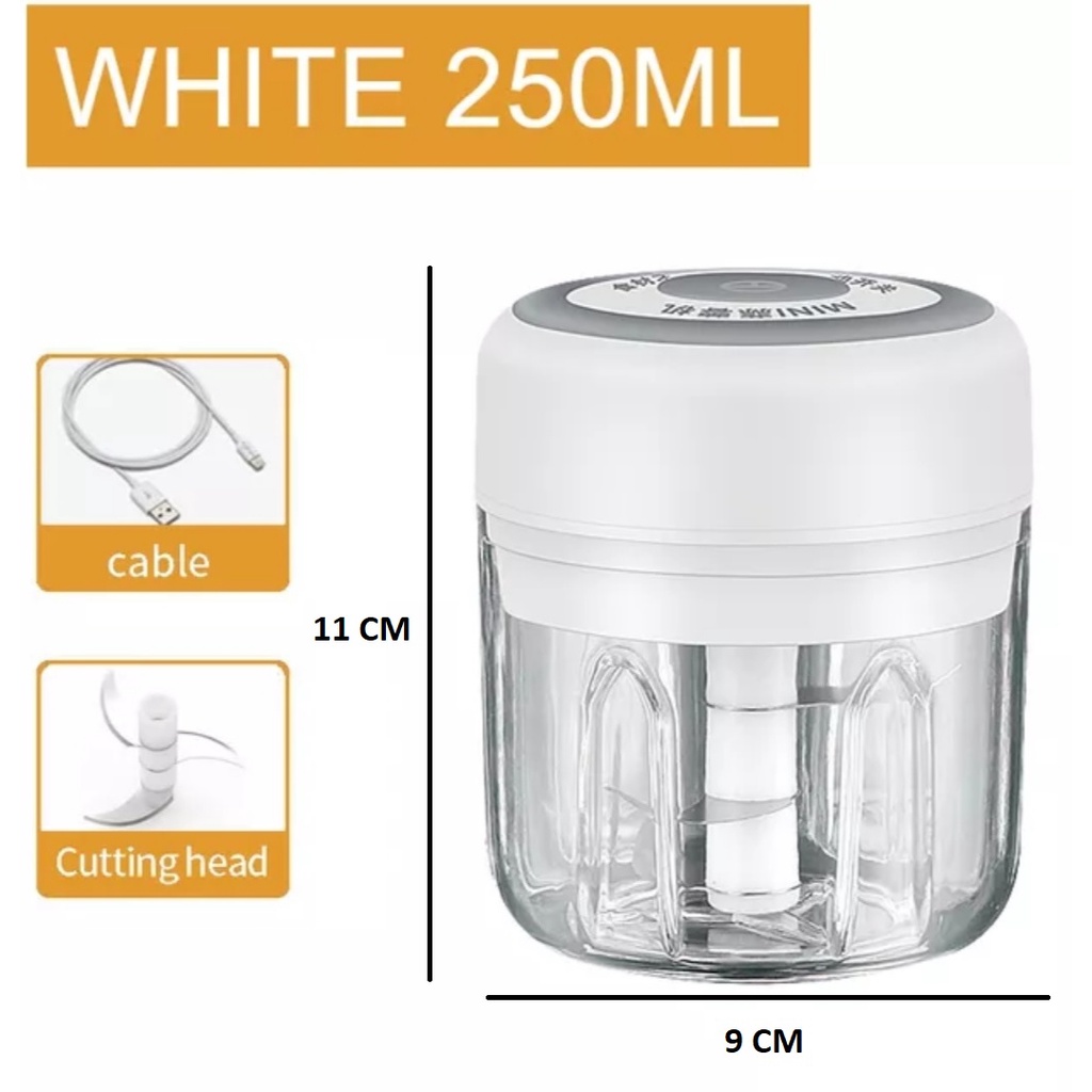 Blender Bumbu Mini Elektrik / Portable Food Chopper Garlic Masher USB Charger