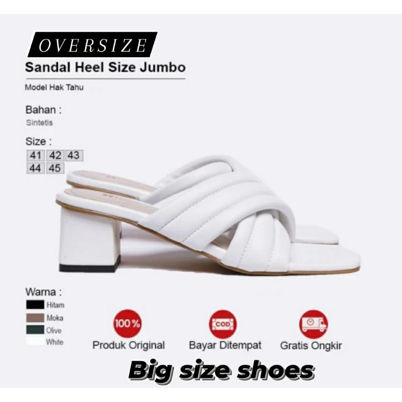 Sepatu Higheels Wanita 364.VZWhite Big Size Pesta Cantik Slop Ukuran Super JUMBO Oversize Putih, 41