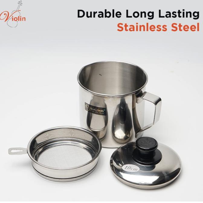 TERBARU Shuma Oil Pot Wadah Penyaring Minyak Stainless Steel 700/1100 ml /PERALATAN MASAK SET/PANCI 