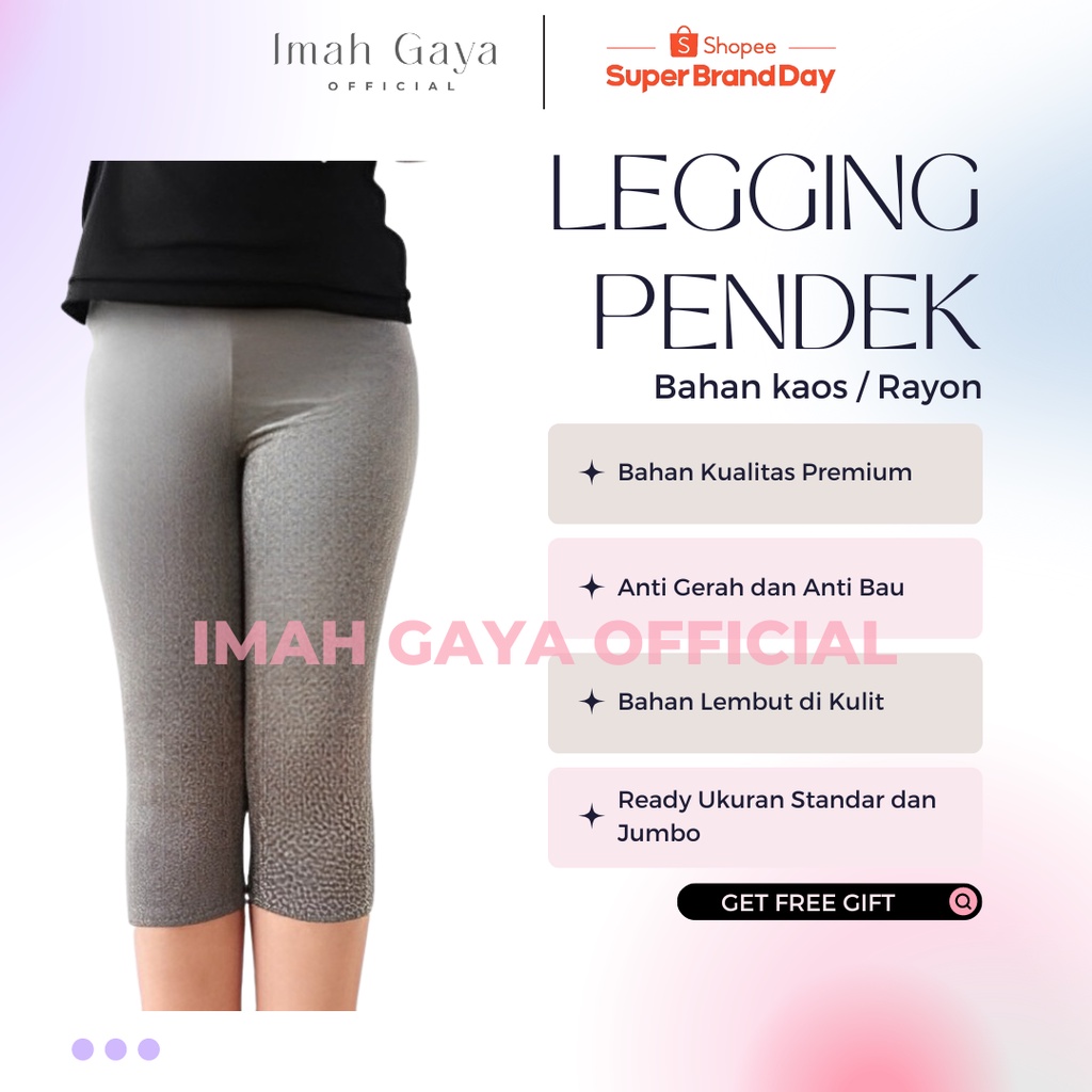 Celana Legging Wanita Dewasa Standar Pendek Polos Rayon Legging Rayon