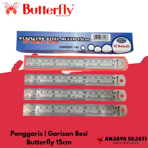 

Penggaris Butterfly | Ruler 15cm | Garisan Besi | Perlusin (12pcs)