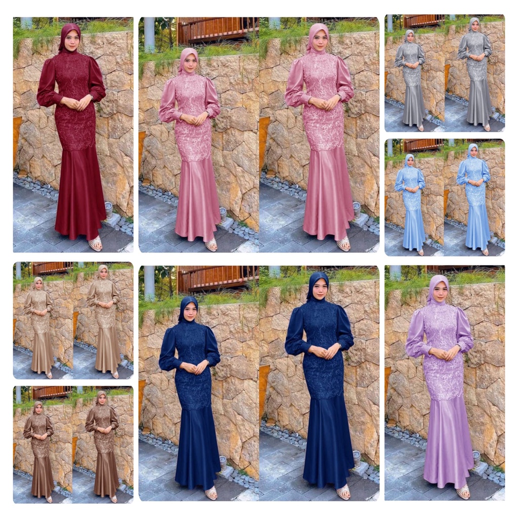 4 UKURAN M L XL XXL MAXY DESYA FASHION PAKAIAN BUSANA WANITA DRESS GAMIS MAXI DUYUNG BRUKAT ED