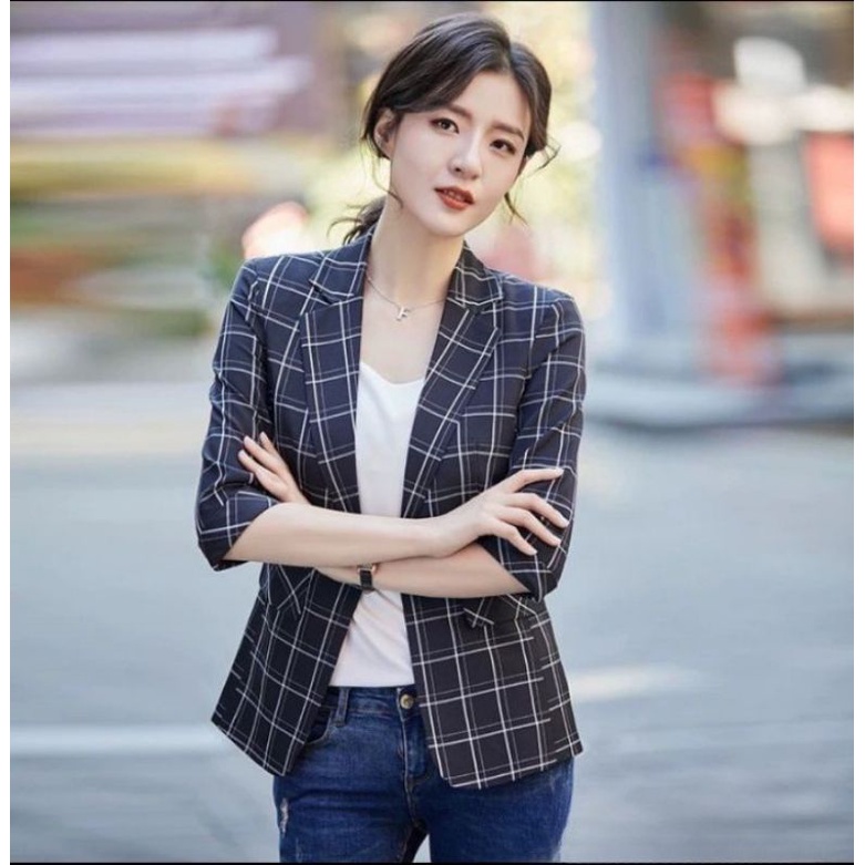 JAS KOTAK KOTAK WANITA KOREA MODERN BLAZER KOTAK WANITA BLESER WANITA