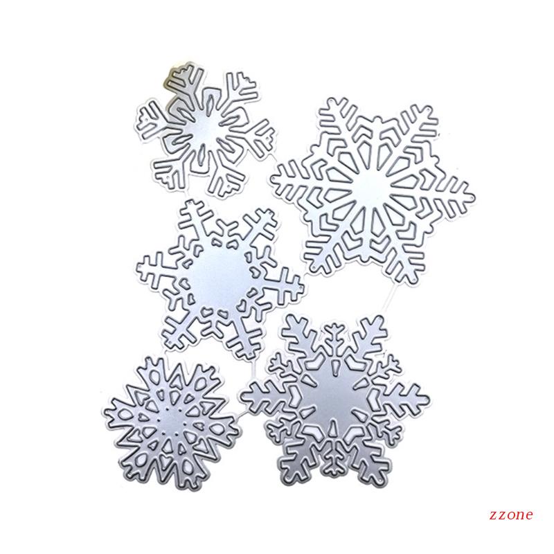 Cetakan Stensil Cutting Dies Motif 5 Snowflake Natal Bahan Metal Untuk Scrapbook / Craft DIY / Embossing