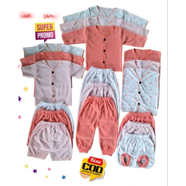 paket hemat baju bayi baru lahir 9 stel 18 pcs