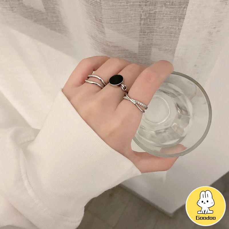 Cincin Jessenia Ring Adjustable Cincin Fashion Trend Baru Cincin unik Bentuk Geometri Bahan Alloy Hias Berlian Imitasi Untuk Wanita korea-Doo