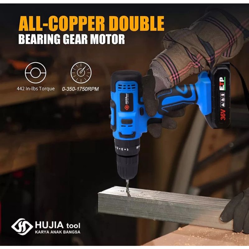 Mesin Bor Cordless 36V Hujia Pro