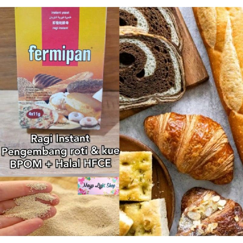 

Fermipan sachet eceran 11gr Halal ragi instant yeast pengembang roti donat kue murah promo