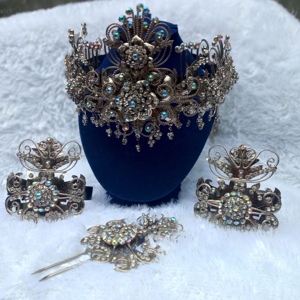 Siger Sunda  Ulir 3D Nikel/mentul/Kembanggoyang/Jurai/Rumbai/Juntai/set manten/siger sunda pengantin