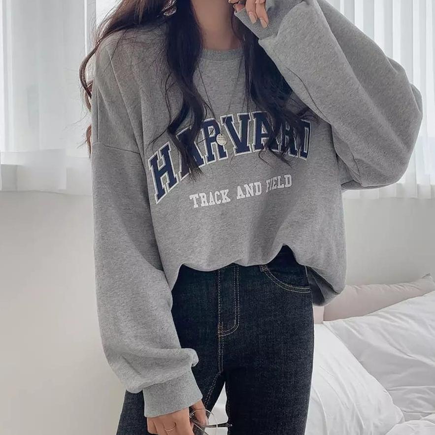 Stok Terbaru SWEATER OVERSIZE WANITA HARVARD SWEATER PRIA WANITA CREWNECK SWEATER OBLONG SWITER
