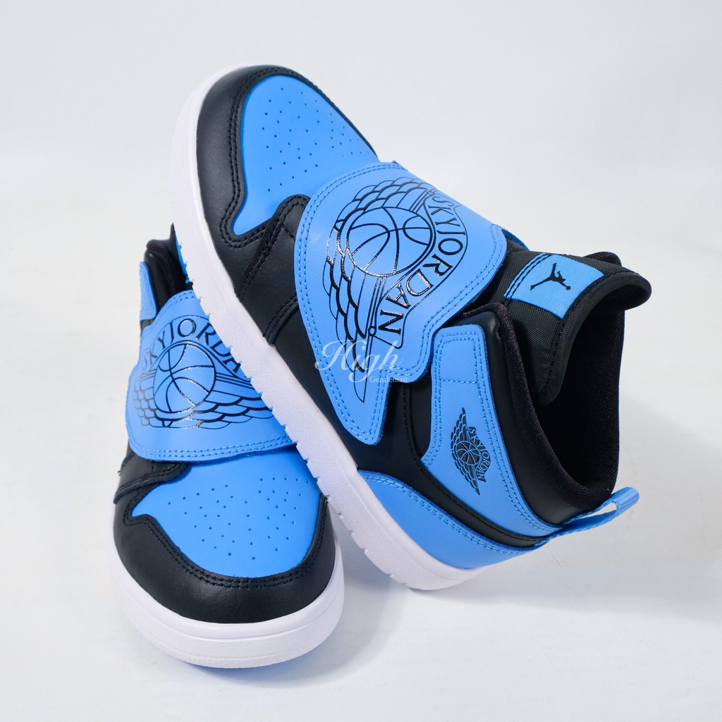 Kids Sky Jordan 1 Black University Blue 100% Original