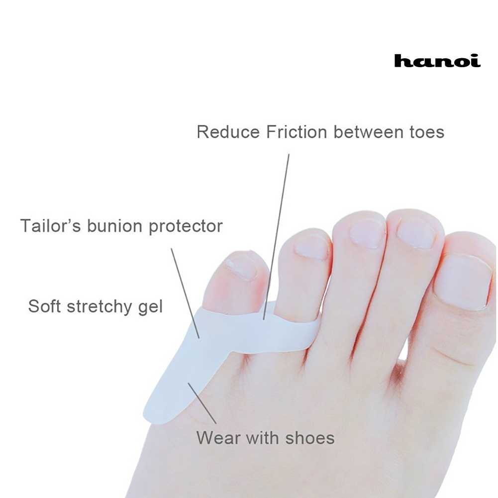 Hn 1 Pasang Separator Jari Kaki Bahan Silikon Gel Untuk Pelindung Hallux Valgus / Bunion