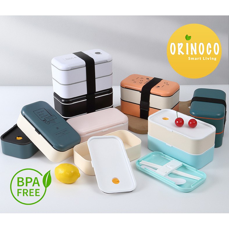 Lunchbox Orinoco Lunch Box Kotak Bekal Makan Microwavable Anti Tumpah FREE Sendok &amp; Garpu BPA Free