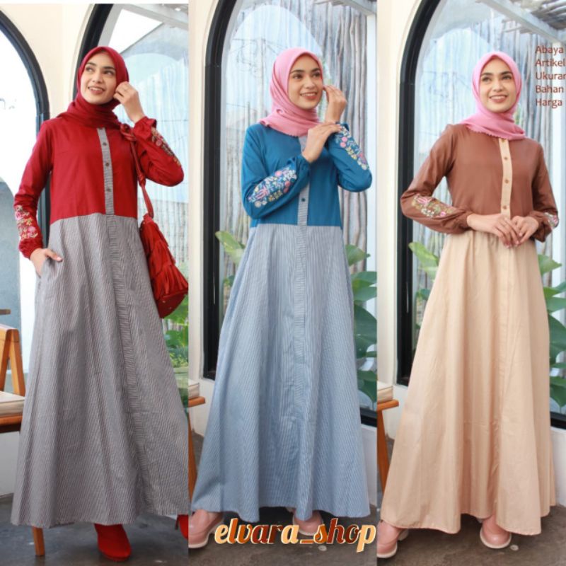DANNIS Gamis Wanita Terbaru A211204 Maroon - Teal - Brown Free Masker