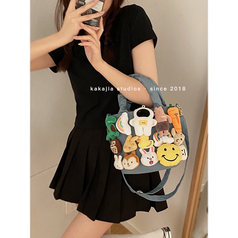 Suhao niche tas desain kartun wanita 2021 baru trendi fashion gadis tas lucu gaya Barat tas messenger bahu tunggal