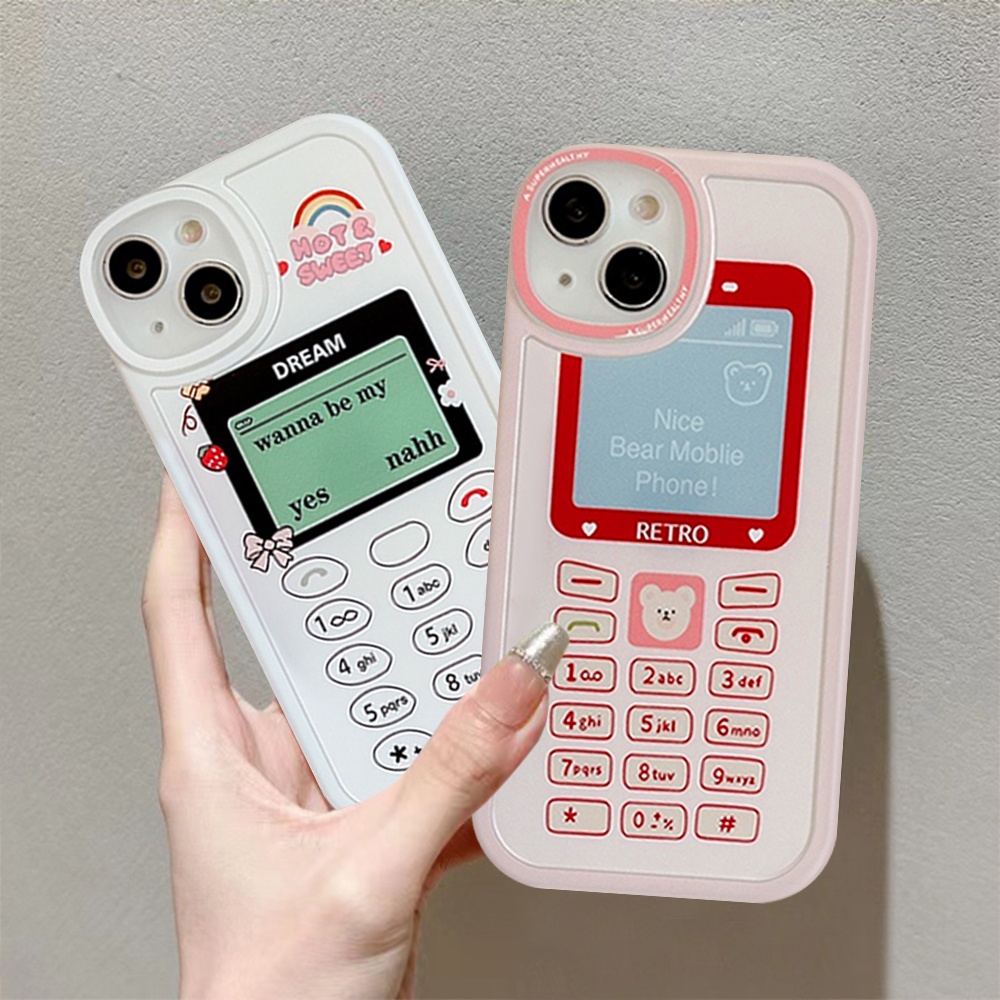 Kartun Lucu Beruang Nokia Telepon Tombol Case Realme C53 C55 10 Pro Plus C31 C35 C21Y C25Y C12 8i 9i C15 C116i C25s C25 C17 C20 5 8 C20A C3 6s 8pro C21 7i 6 5i 5s Silikon Lembut Sarung