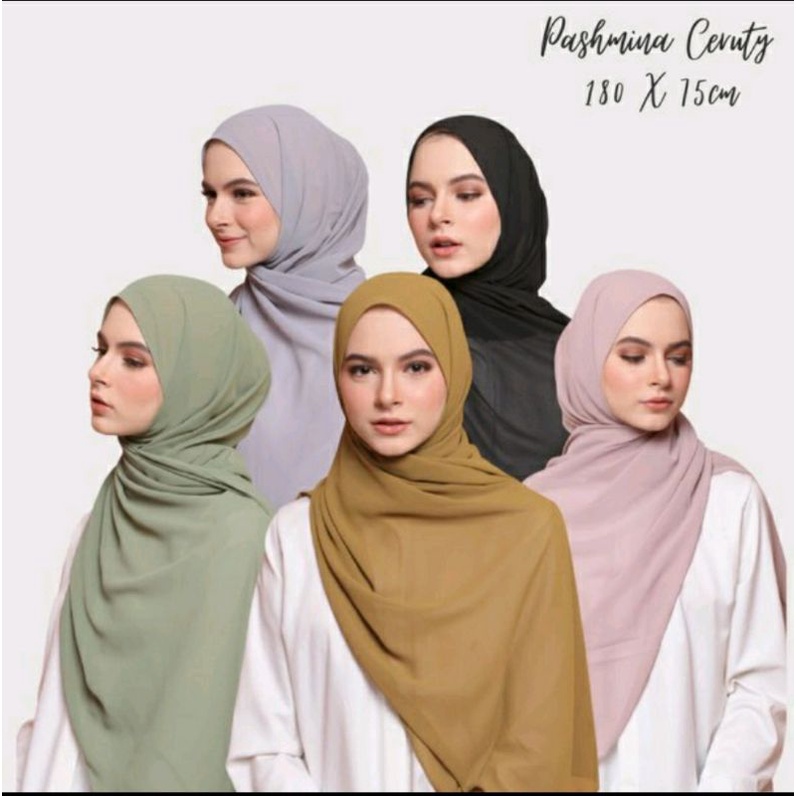 Hijab Pashmina Ceruty Babydoll Jilbab 180x75 Baby Doll Premium Polos