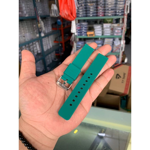 Strap Tali Jam Tangan Silikon hijau 18mm 9909 new produk