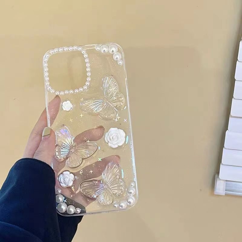 Soft Case Desain Kupu-Kupu 3D Glitter Untuk iPhone 14 Pro Max XR 11 13 Pro Max 7 8 Plus 12 Pro Max 6 6S Plus SE 2020 XS Max X 8 7 6 6S