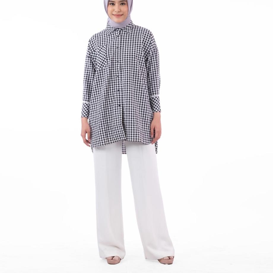 Stok Banyak LCY0P Zoya Tunic Muslim Motif Kizzy Tunic Black 040 Baru