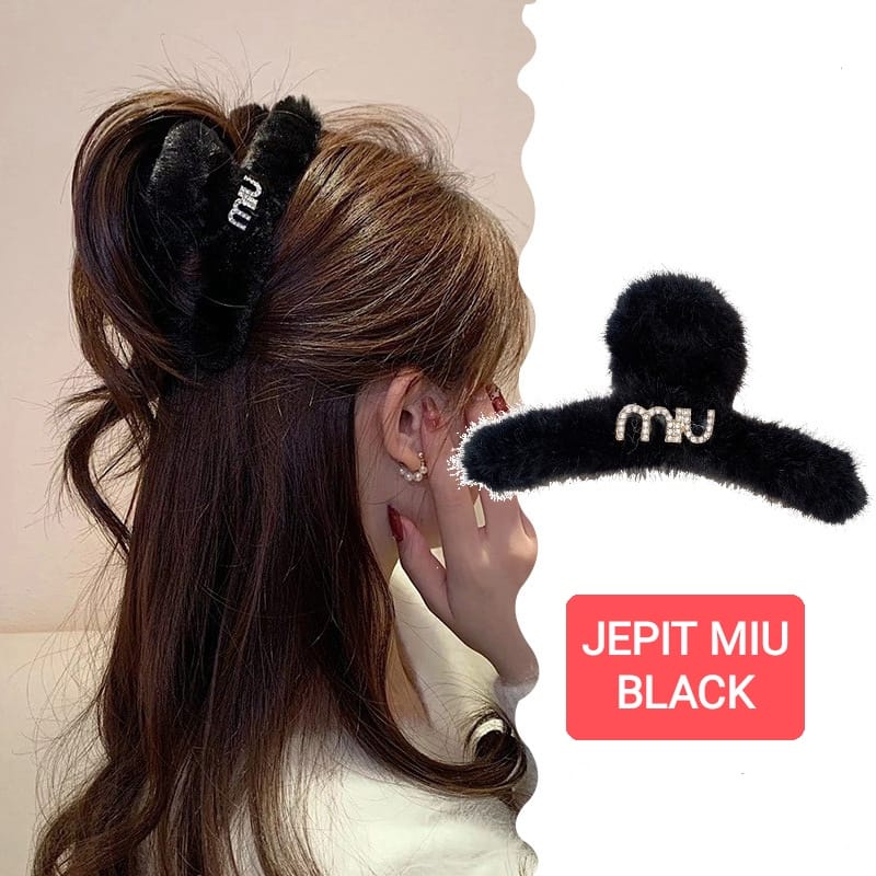 JEPIT MIU BLACK JEPITAN RAMBUT JEDAI CEPOL PONYTAIL AKSESORIS FASHION KOREA IMPORT