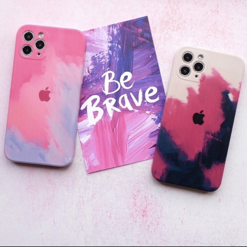 Watercolor Matte Square Edge TPU Case iPhone 7 8+ XS XR 11 12 13 Pro Max