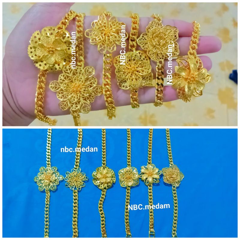 Gelang lapis kristal replika emas 24k model kendari