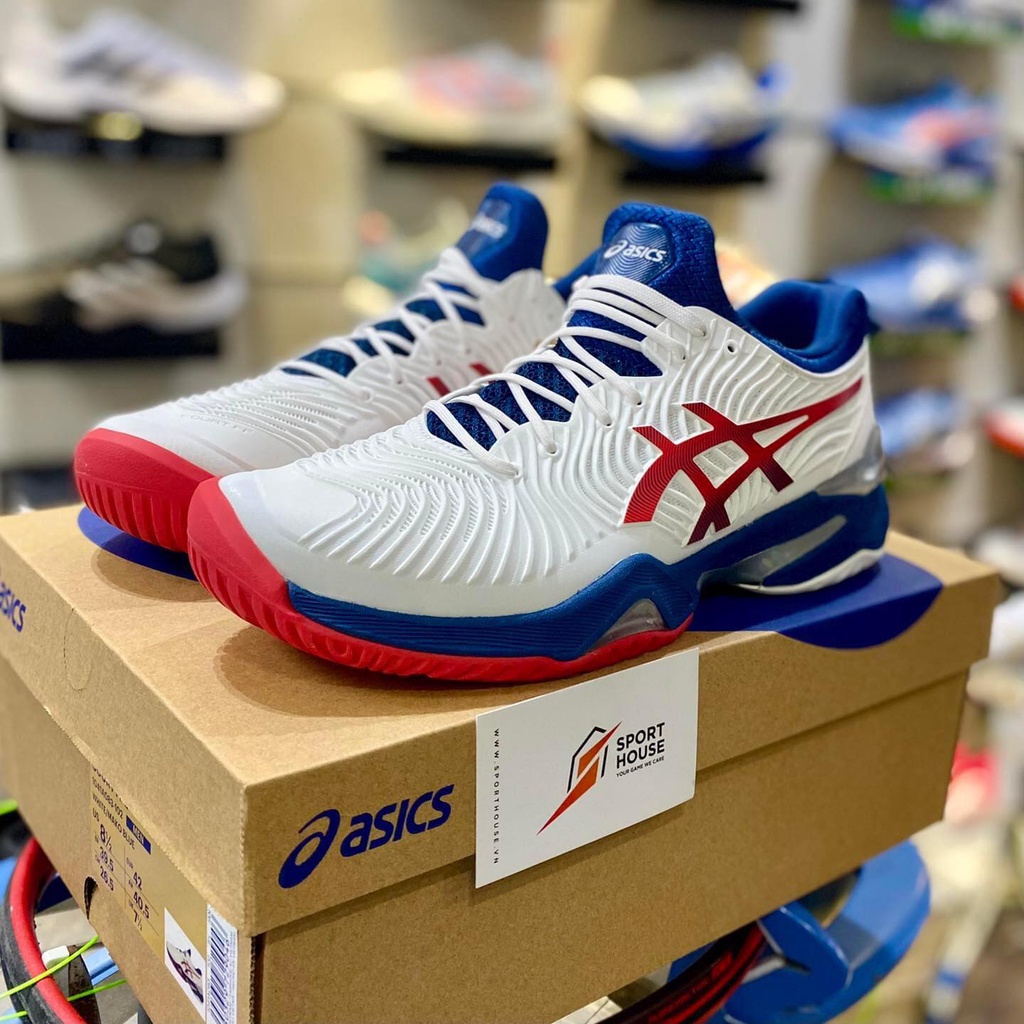 Sepatu Tenis Tennis Asics Court FF 2 White Mako Blue Original