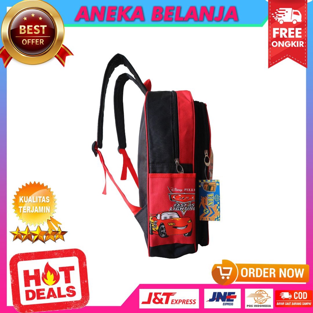 Tas Ransel Sekolah Anak Cowok Cars Lucu Warna Hitam Merah Murah Bagus