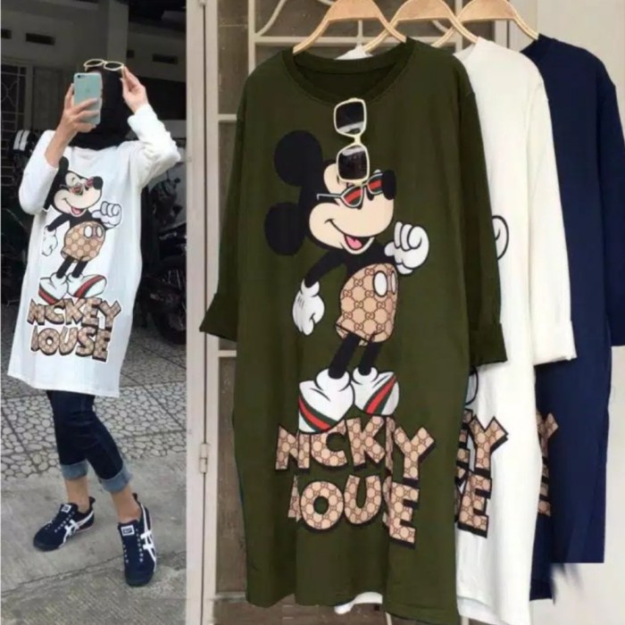 Dijual Baju Tunik Atasan Pakaian Mickey Mouse Cewek Wanita Gilaa