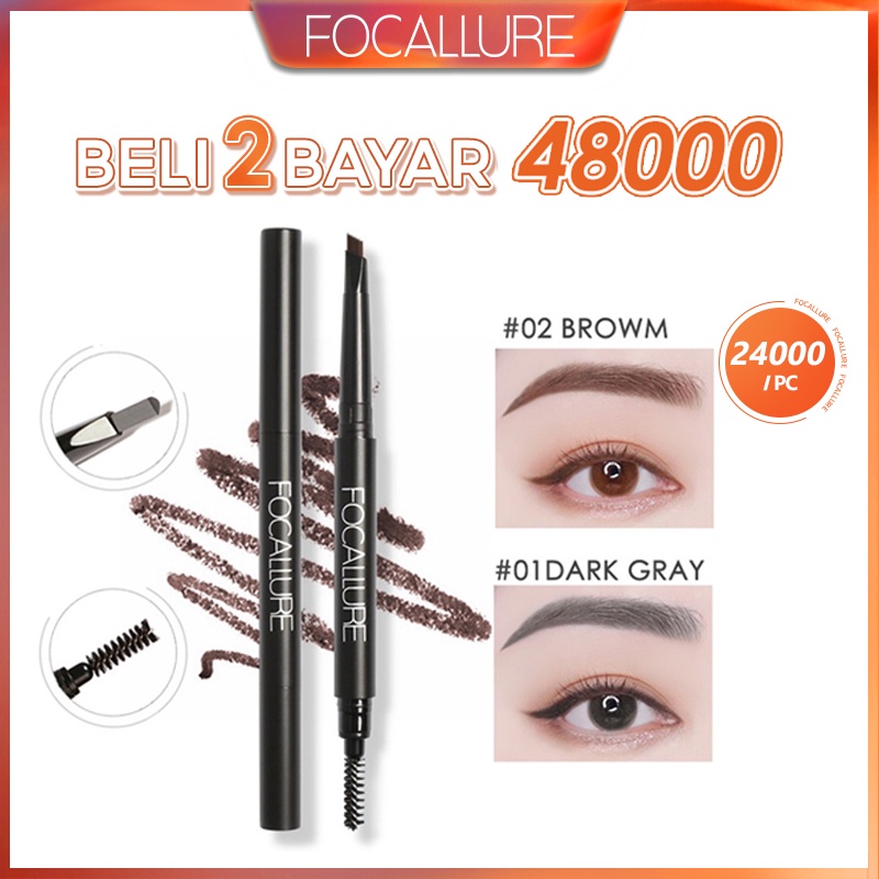 FOCALLURE Long-Lasting Eyebrow Pencil Waterproof pensil alis 3 Colours