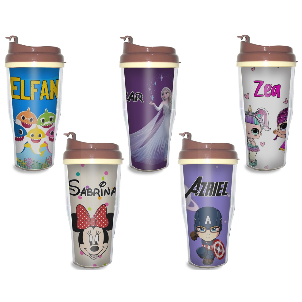 Tumbler Custom Nama / Tumbler Custom Insert Paper / Mickey Mouse / LOL / Botol Minum Anak