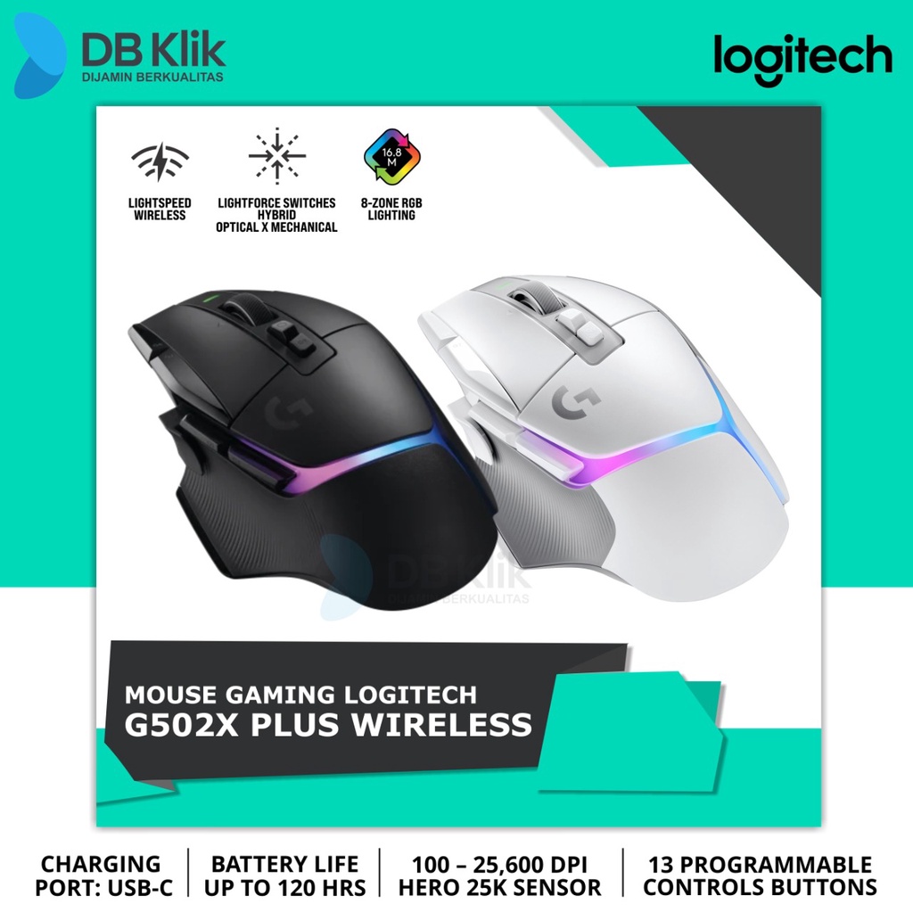 Mouse Gaming Logitech G502X Plus Wireless RGB HERO 25K DPI - G502 X