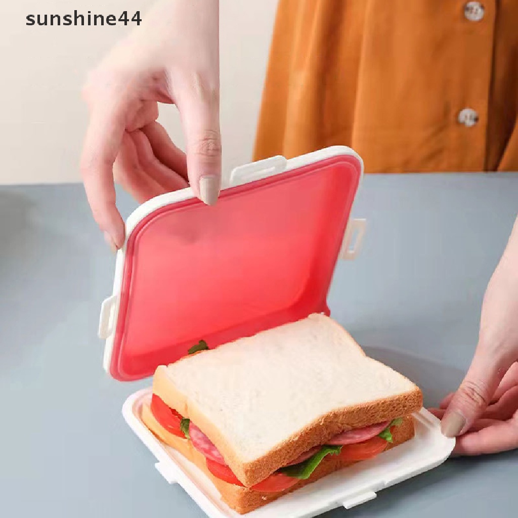 Sunshine Kotak Penyimpanan Roti Panggang / Sandwich Portable Bahan Silikon Dapat Digunakan Kembali